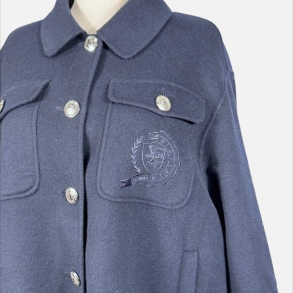 Tommy Hilfiger ICONS Wool Blend Navy Silver Crest Buttons Shacket Jacket (SZ 46) - Picture 3 of 16
